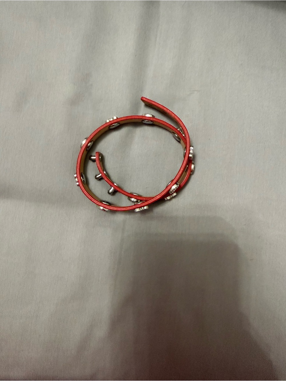Rustic Cuff Red Double-Wrap Bracelet with Silver Accents